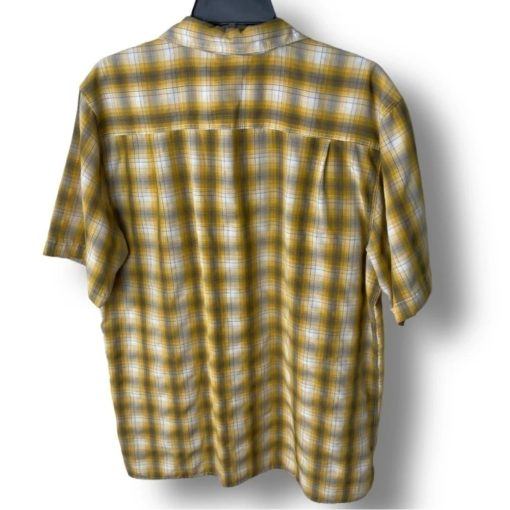 THE North Face Button Down Gold Plaid Short Sleeve Shirt Size Large